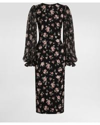 Dolce & Gabbana - Vintage Roses-Print Charmeuse Dress - Lyst