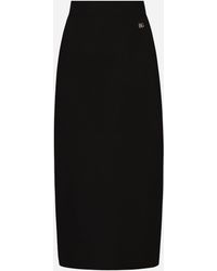 Dolce & Gabbana - Stretch Viscose Knit Pencil Skirt With Dg Logo - Lyst
