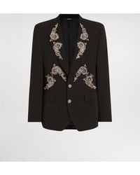 Dolce & Gabbana - Single-Breasted Jacket With Jewel Embellishments - Lyst