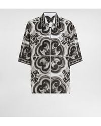 Dolce & Gabbana - Hawaiihemd Aus Leinen Mit Majolika-Print - Lyst