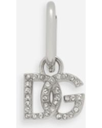 Dolce & Gabbana - Crystal-Embellished Logo-Charm Hoop - Lyst