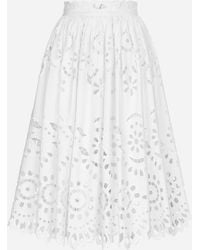Dolce & Gabbana - Cotton Midi Circle Skirt With Cut-Out Detailing - Lyst