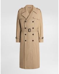 Dolce & Gabbana - Crinkled Effect Cotton Trench Coat - Lyst