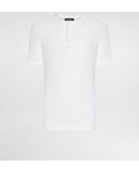 Dolce & Gabbana - Fine-Rib Cotton Granddad-Neck T-Shirt - Lyst