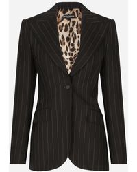Dolce & Gabbana - Single-Breasted Pinstripe Wool Turlington Jacket - Lyst
