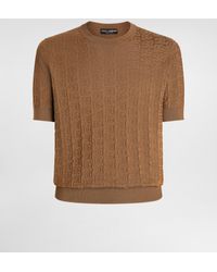 Dolce & Gabbana - Silk Round-Neck Sweater With All-Over Dg Logo Embroidery - Lyst