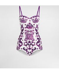Dolce & Gabbana - 'Maiolica' Print One-Piece Swimsuit - Lyst