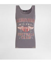 Dolce & Gabbana - Ribbed Tank Top With Distressed Effect And Print - Lyst