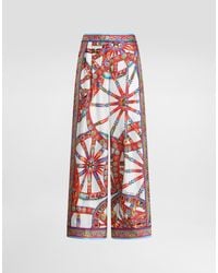 Dolce & Gabbana - Carretto-Print Silk Twill Vanity Trousers - Lyst
