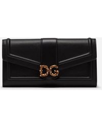 Dolce & Gabbana Dg Amore Continental Wallet In Calfskin - Black