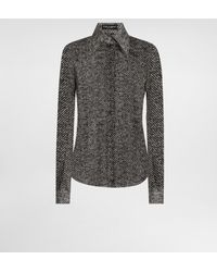 Dolce & Gabbana - Silk Chiffon Shirt With Bouclé Print - Lyst
