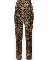 Dolce & Gabbana - Pantalon Taille Haute En Laine À Imprimé Léopard - Lyst