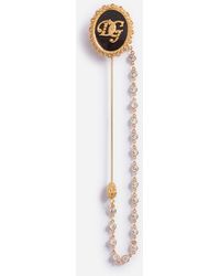 Dolce & Gabbana Spilla In Metallo Logo Dg - Metallizzato