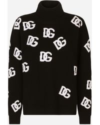 Dolce & Gabbana Jersey de cuello alto de lana virgen con logotipos DG en intarsia - Multicolor