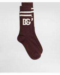 Dolce & Gabbana - Fine-Rib Cotton Socks With Logo - Lyst