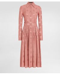 Dolce & Gabbana - Silk Satin Jacquard Shirt Dress With Dg Logo - Lyst
