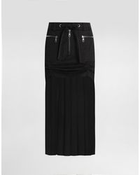 Dolce & Gabbana - Twill Midi Skirt With Chiffon - Lyst