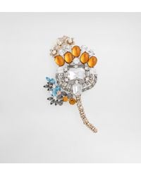 Dolce & Gabbana - Maxi Floral Brooch With Rhinestones - Lyst