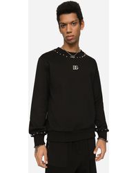 Dolce & Gabbana Jersey-Sweatshirt mit Kapuze und DG-Stickerei in Schwarz für Herren Herren Bekleidung Sport- und Fitnesskleidung Hoodies Training 