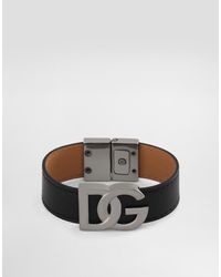 Dolce & Gabbana - Bracelet En Cuir De Veau À Logo Dg - Lyst