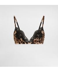 Dolce & Gabbana - Dolce & Gabbana Leopard-Print Soft-Cup Satin Bra With Lace Detailing Clothing - Lyst