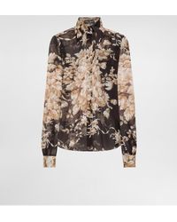 Dolce & Gabbana - Bluse Aus Chiffon Mit Rosenprint - Lyst