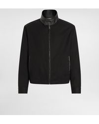 Dolce & Gabbana - Leather And Technical Fabric Jacket With A High Neck And Tag - Lyst