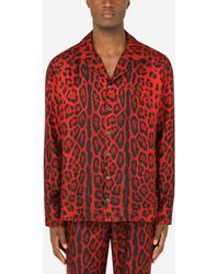 Dolce & Gabbana Silk Shirt With Leopard Print - Red