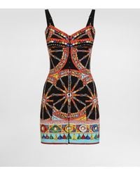 Dolce & Gabbana - Carretto-Print Short Charmeuse Dress - Lyst