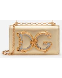 Dolce & Gabbana Dg Girls Phone Bag In Nappa Mordore Leather - Metallic