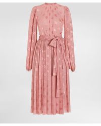 Dolce & Gabbana - Dévoré Silk Jacquard Calf-Length Dress With Dg Logo - Lyst