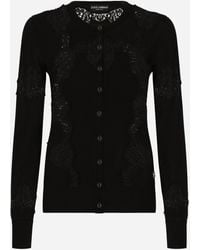 Dolce & Gabbana - Cardigan Aus Kaschmir Und Seide Mit Intarsie Aus Spitze - Lyst