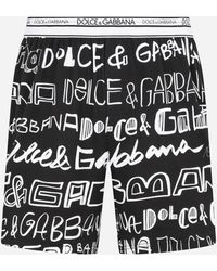 Dolce & Gabbana Shorts bi-elastische Baumwolle Logoprint - Schwarz