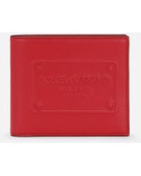 Dolce & Gabbana Bifold-Geldbörse aus Kalbsleder mit Relieflogo - Rot