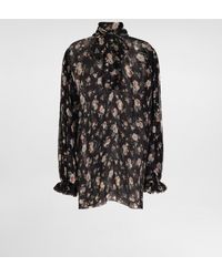 Dolce & Gabbana - Oberteil Aus Chiffon Mit Vintage-Rosen-Print - Lyst