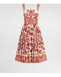 Dolce & Gabbana - Majolica-Print Poplin Dress - Lyst