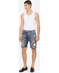 Pantalons et Shorts Bermuda de jogging en jersey denim male 6 Dolce & Gabbana Garçon Vêtements Pantalons & Jeans Pantalons courts Shorts en jean 