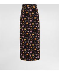 Dolce & Gabbana - Small Rose Bouquets-Print Straight Charmeuse Skirt - Lyst