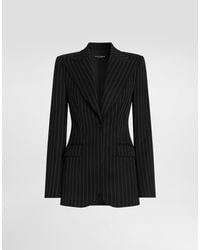 Dolce & Gabbana - Veste Turlington En Laine Avec Boutonnage Simple À Fines Rayures - Lyst