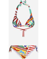 Dolce & Gabbana - Carretto-Print Triangle Bikini - Lyst