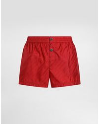 Dolce & Gabbana - Short Swim Boxer Shorts With Logo Jacquard - Lyst