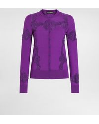 Dolce & Gabbana - Wool Cardigan With Lace - Lyst