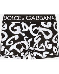 Herren Bekleidung Unterwäsche Dolce & Gabbana Boxershorts bi-elastischer Jersey DG-Logoprint in Schwarz für Herren 