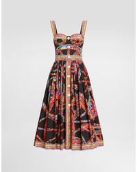 Dolce & Gabbana - Carretto-Print Poplin Long Dress - Lyst