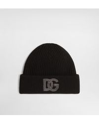 Dolce & Gabbana - Virgin Wool Hat With Logo - Lyst