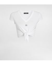 Dolce & Gabbana - Jersey T-Shirt With Dg Logo And Knot Detail - Lyst