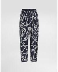 Dolce & Gabbana - Marina-Print Silk Twill Vanity Trousers - Lyst