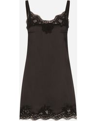 Dolce & Gabbana Combinación de lencería en raso con encaje - Negro