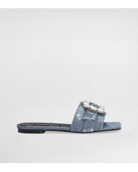 Dolce & Gabbana - Patchwork Denim Slides With Rhinestone Buckle - Lyst