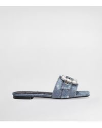 Dolce & Gabbana - スライドサンダル デニムパッチワーク ラインストーンバックル - Lyst